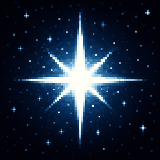 White star of the universe in Pixel Art style