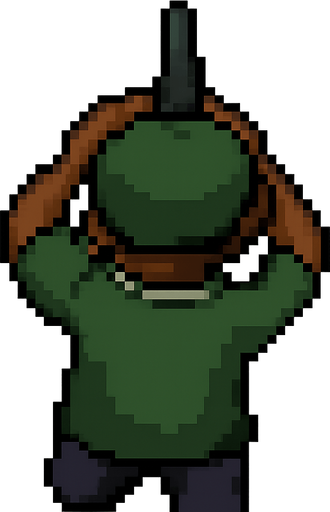sweet de gta san andreas usando un arma con perspectiva trasera desde arriba hecho con pixeles. No background. Transparent background. Blank background. No shadows. 2d. In-Game asset. flat