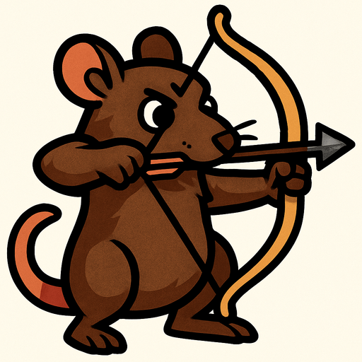 Rat with a arco.
In-Game asset.  2d.  High contrast.  No shadows