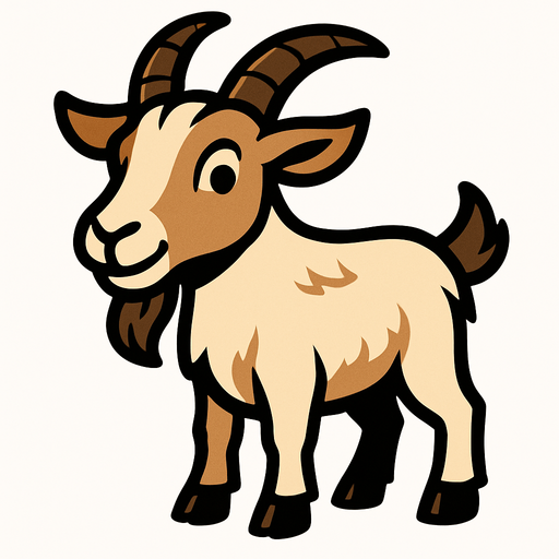 Goat.
In-Game asset.  2d.  High contrast.  No shadows