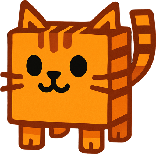 Square cat.
In-Game asset.  2d.  High contrast.  No shadows