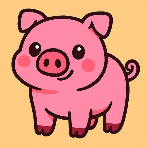 tatlı bir pembe domuz.
In-Game asset.  2d.  High contrast.  No shadows
