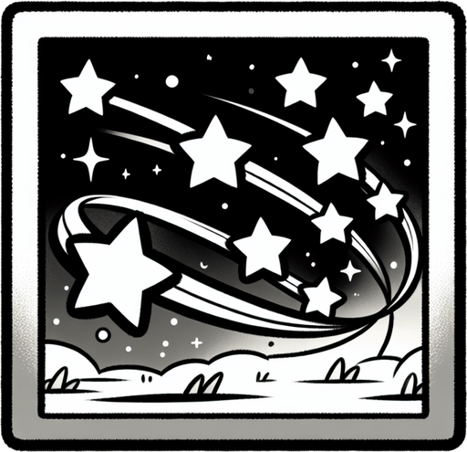 stars flying on an ellipse, cartoon style, side view , no people.
Single Game Texture. In-Game asset. 2d. Blank background. High contrast. No shadows.