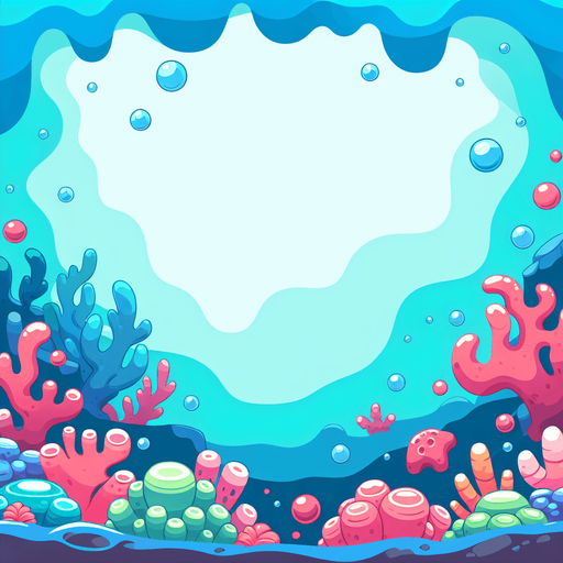 A colorful underwater coral reef background. Cartoon
Single Game Texture.  In-Game asset.  2d.  Blank background.  High contrast.  No shadows
