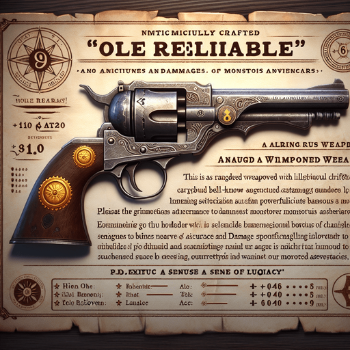 Card Title: Dr. Mann’s Six-Shooter

Subtitle: Ole Reliable

Type: Weapon, Ranged

Description: A revolver used by infamous Foundation doctor Everett Mann. Bonus to accuracy. Bonus to damage vs. undead. Bonus to lunacy.

Stats: +10 ATK / +3 ACC.
Single Game Texture.  In-Game asset.  2d.  Blank background.  High contrast.  No shadows
