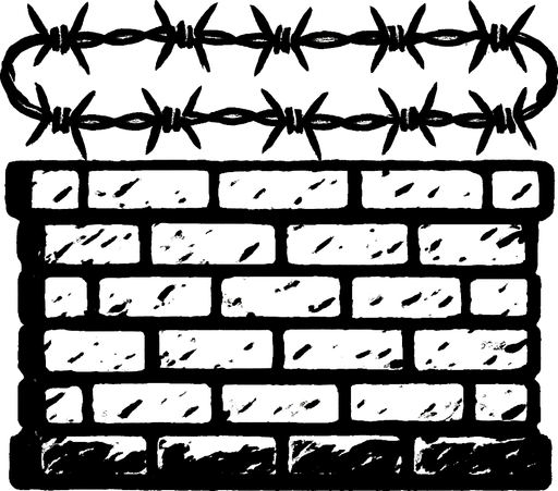 barbed wire wall.
In-Game asset.  2d.  High contrast.  No shadows