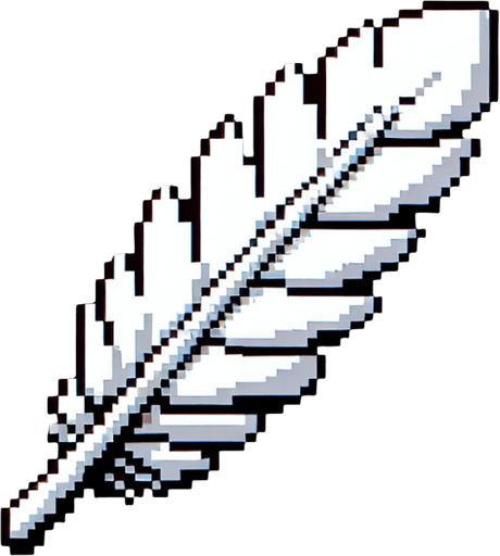 snes white feather.
Single Game Texture.  In-Game asset.  2d.  Blank background.  High contrast.  No shadows