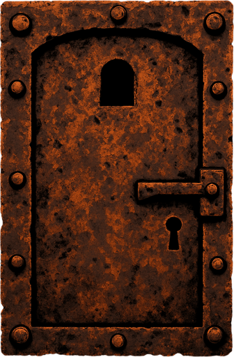 rusted iron door.
In-Game asset.  2d.  High contrast.  No shadows