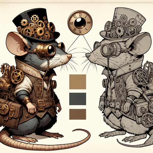 a rat wearing a steampunk costume.
Single Game Texture. In-Game asset. 2d. Blank background. High contrast. No shadows.