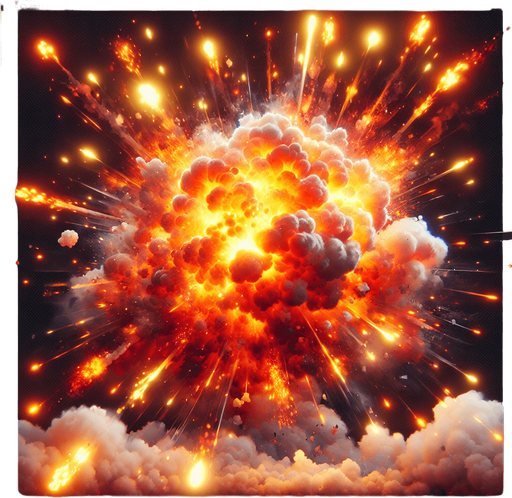 explosion.
Single Game Texture. In-Game asset. 2d. Blank background. High contrast. No shadows.