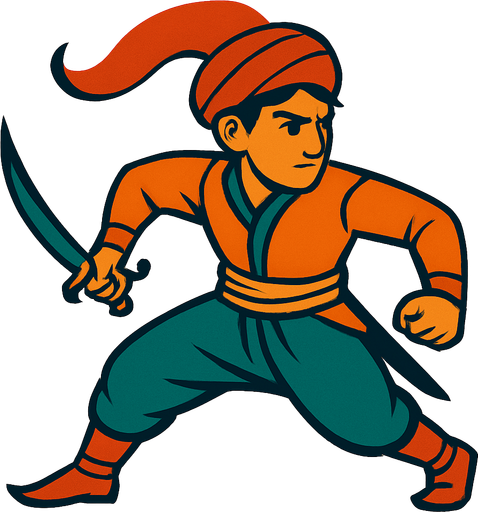 A young, agile swordsman from the Ottoman era.
In-Game asset.  2d.  High contrast.  No shadows