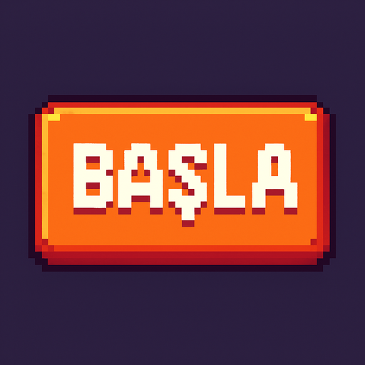 pixelart button.  have text in middle "BAŞLA".
In-Game asset.  2d.  High contrast.  No shadows
