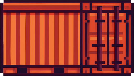 shipping container box pixel.
In-Game asset.  2d.  High contrast.  No shadows. one side only.
In-Game asset.  2d.  High contrast.  No shadows
