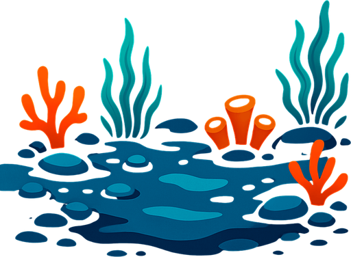 image of the bottom of the ocean, dark background.
In-Game asset.  2d.  High contrast.  No shadows