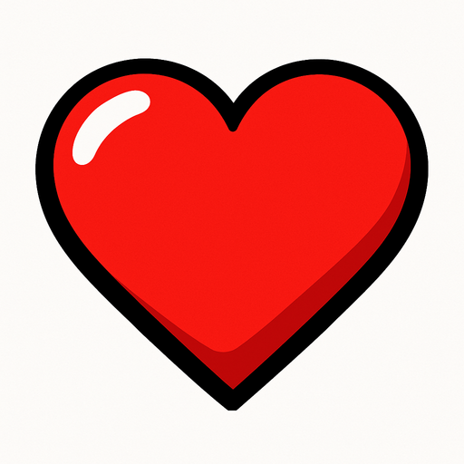 Kırmızı kalp.
In-Game asset.  2d.  High contrast.  No shadows