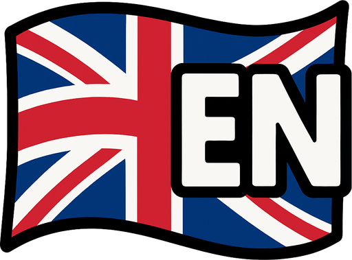 Bandera de Idioma inglés curvada con sus primeras letras EN.
In-Game asset.  2d.  High contrast.  No shadows