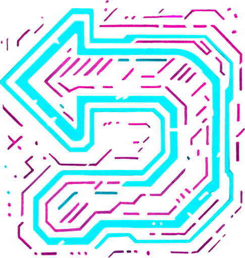 Cyberpunk style return symbol.
In-Game asset.  2d.  High contrast.  No shadows