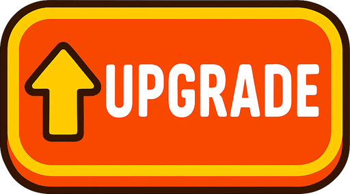 upgrade button.
In-Game asset.  2d.  High contrast.  No shadows