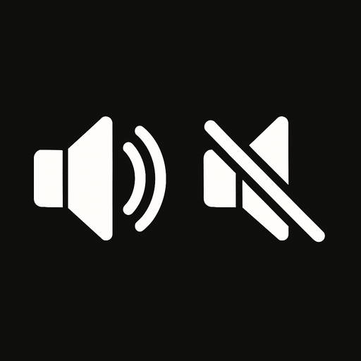 Ses açık, ses kapalı, gerçekçi icon resmi, yazısız.
In-Game asset.  2d.  High contrast.  No shadows