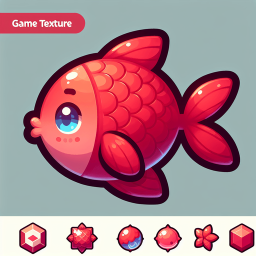 güzel ve sevimli bir kırmızı balık.
Single Game Texture.  In-Game asset.  2d.  Blank background.  High contrast.  No shadows