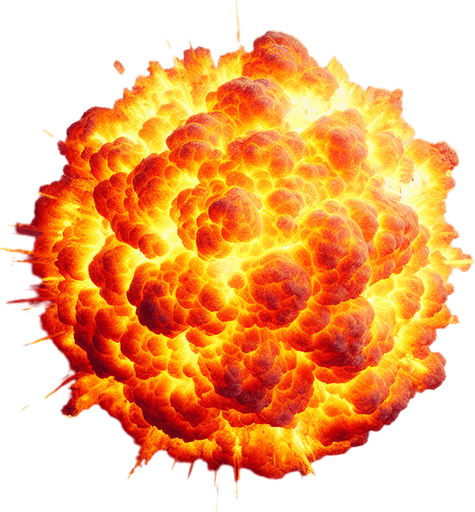 a top view of a TNT explosion fire Background image. High contrast. No shadows.
