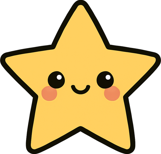 crea una estrella dorada kawai y simple.
In-Game asset.  2d.  High contrast.  No shadows