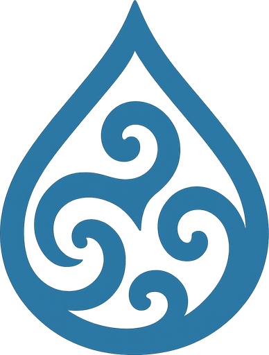 Símbolo del agua color azul