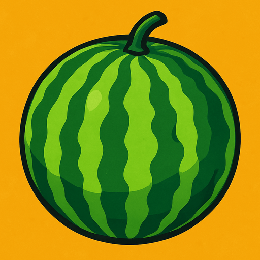 uncut watermelon.
In-Game asset.  2d.  High contrast.  No shadows