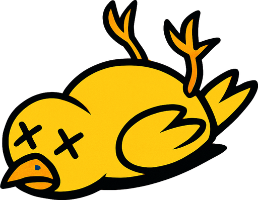 dead yellow bird.
In-Game asset.  2d.  High contrast.  No shadows