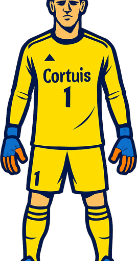 courtuis.
In-Game asset.  High contrast.  No shadows. goalkeeper . full body . facing forward