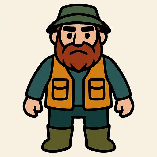 balıkçı ama elinde hiç bir şey olmasın.
In-Game asset.  2d.  High contrast.  No shadows