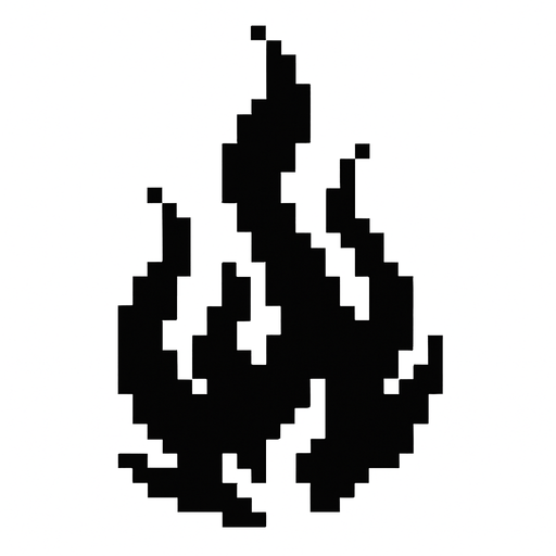 fuego negro de pixeles.
In-Game asset.  2d.  High contrast.  No shadows