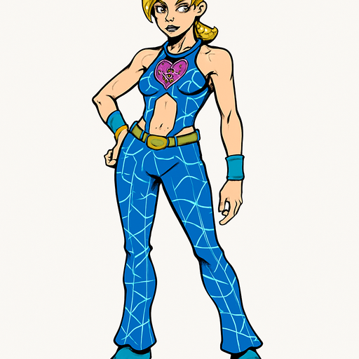 Jolyne cuerpo completo jojo's.
In-Game asset.  2d.  High contrast.  No shadows