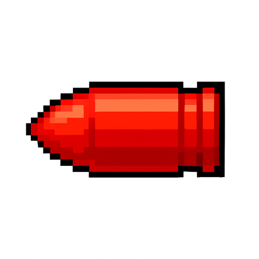 kırmızı pixel art bir mermi.
In-Game asset.  2d.  High contrast.  No shadows