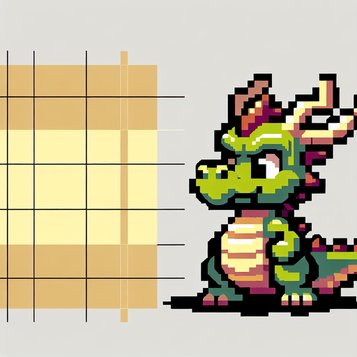 a pixel funny dragon looking right similar to Bubble Booble.
Single Game Texture.  In-Game asset.  2d.  Blank background.  High contrast.  No shadows