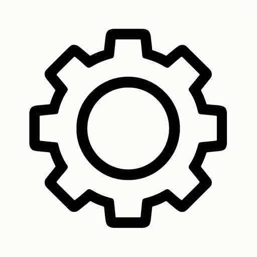 A settings button I can without any background it’s a gear.
In-Game asset.  2d.  High contrast.  No shadows