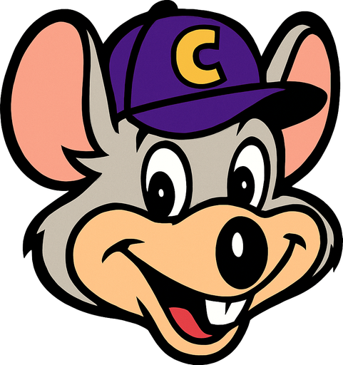 chuck e cheese head.
In-Game asset.  2d.  High contrast.  No shadows