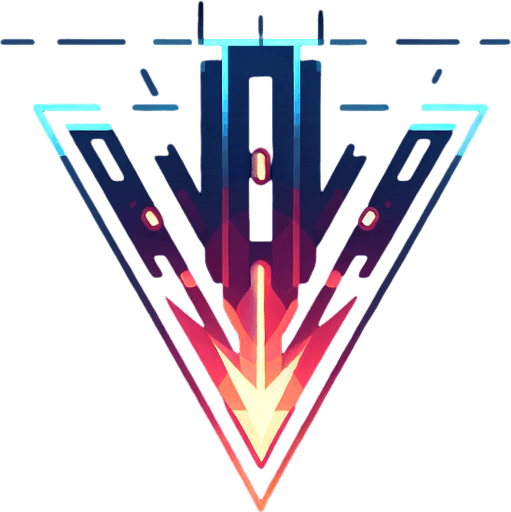 Triangle plasma bullet. Glowing. Pointing down. Dark outline.
Single Game Texture. In-Game asset. 2d. Blank background. High contrast. No shadows.