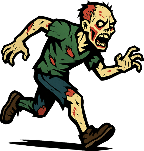 Light-skin runner zombie.
In-Game asset.  2d.  High contrast.  No shadows