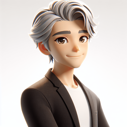 3d pixar/disney style. Design a friendly, confident, and approachable mentor character for a self-discovery game. The character has short, neatly styled silver-white hair, a warm smile, and kind, expressive eyes. They wear a sleek black blazer over a white T-shirt, symbolizing professionalism mixed with approachability. The character exudes wisdom, positivity, and calmness, acting as a guide for the player. Their presence is meant to inspire trust and provide encouragement, appearing as a glowing, slightly ethereal figure in the game world. They move gracefully and radiate an aura of gentle strength, guiding the hero on their journey of self-discovery and growth..
In-Game asset. 3d. Blank background. High contrast. No shadows.