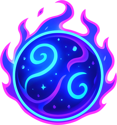 mystical neon ball.
In-Game asset.  2d.  High contrast.  No shadows