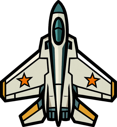 Kuş bakışı savaş uçağı.
In-Game asset.  2d.  High contrast.  No shadows