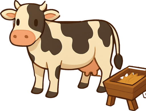 Un establo donde se pueden ver una vaca.
In-Game asset.  No shadows