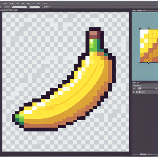 banana.
game asset. 2d. 8bit. no background. transparent background.