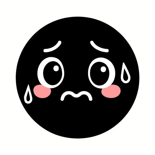 crea la imagen de una pelotita negra simple kawai y nerviosa.
In-Game asset.  2d.  High contrast.  No shadows