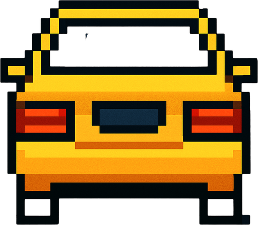 arkası dönük sarı bir araba ekle pixel şeklinde.
In-Game asset.  2d.  High contrast.  No shadows