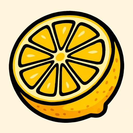 Limon Circular Cortado por la mitad.
In-Game asset.  2d.  High contrast.  No shadows. Cartoon.