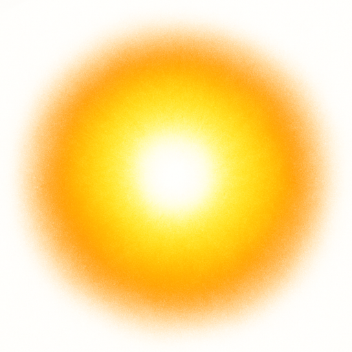 A radial gradient burst texture

```
- Center: Pure white (#FFFFFF) at 100% opacity
- 25% radius: Bright yellow (#FFFF88) at 90% opacity  
- 50% radius: Orange (#FFAA00) at 60% opacity
- 75% radius: Light orange (#FF6600) at 20% opacity
- Edge: Transparent (0% opacity)
- Shape: Perfect circle with soft, feathered edges
- No hard boundaries - everything should blend smoothly.
In-Game asset.  2d.  High contrast.  No shadows