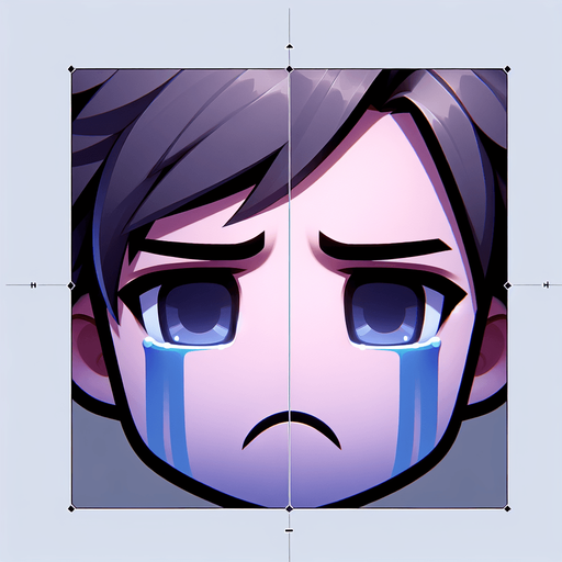 sad face.
Single Game Texture. In-Game asset. 2d. Blank background. High contrast. No shadows.