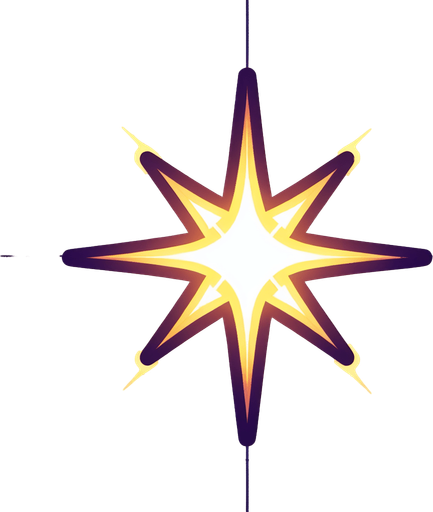 A shining star.
Single Game Texture.  In-Game asset.  2d.  Blank background.  High contrast.  No shadows